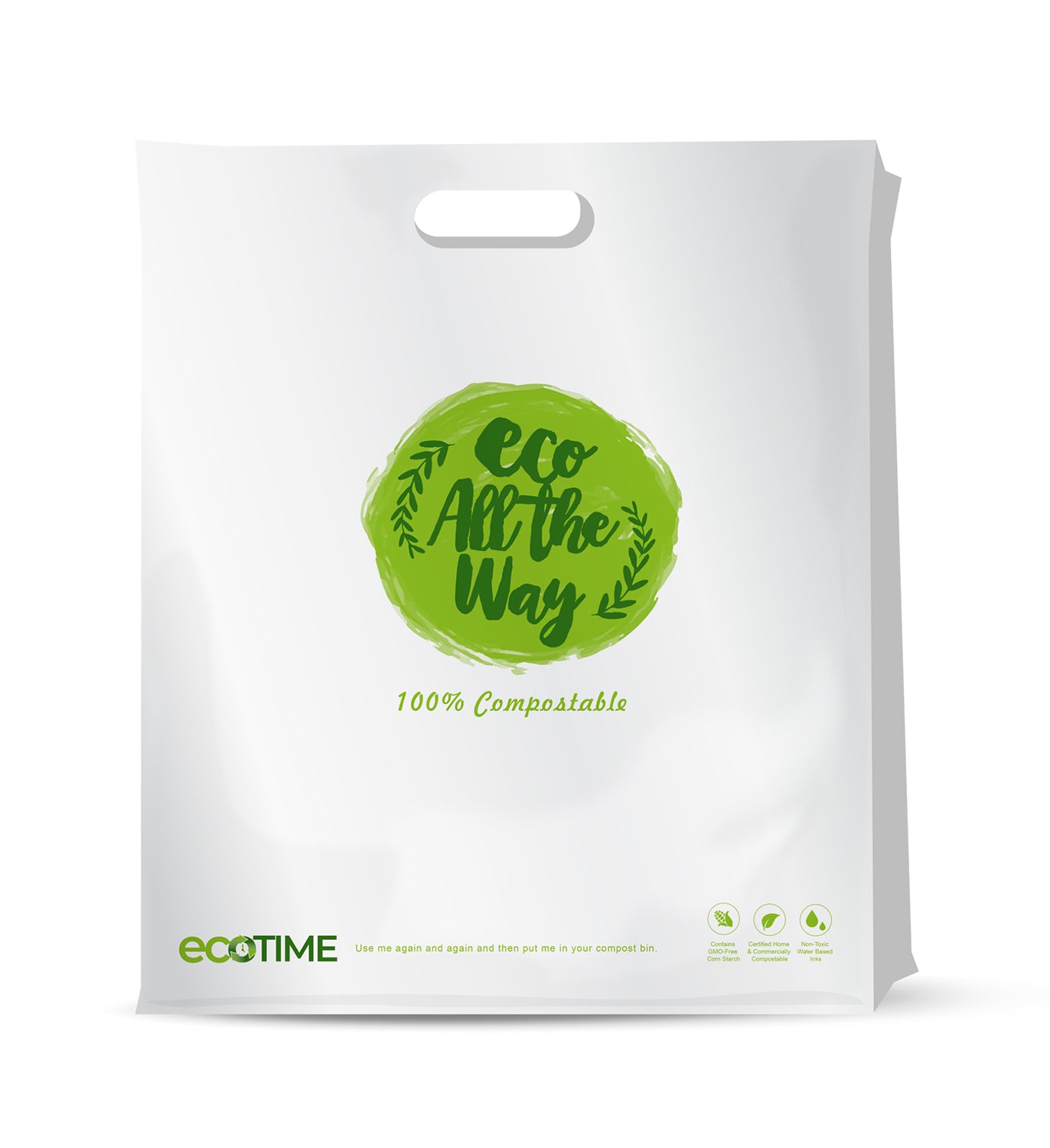 Large Compostable Punched Handle Retail Bags Set of 40
