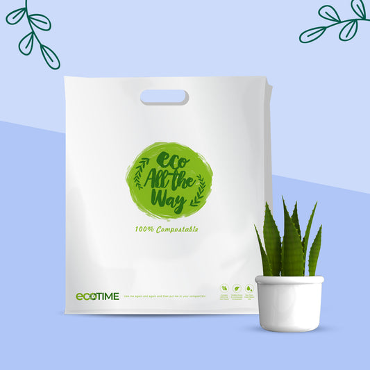 Large Compostable Punched Handle Retail Bags Set of 40