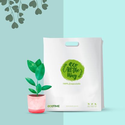 Small Compostable Punched Handle Retail Bags Set of 60